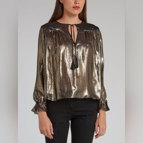 NWT Just Cavalli Gold Metallic Tassel Detail Top - Picture 2 of 11